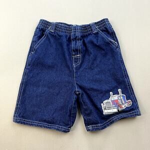 Vintage Transformers Jean Shorts Boys 7 Blue Denim Hasbro Optimus Prime Cars y2k